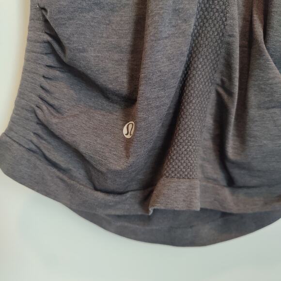 Lululemon Women's Dark Charcoal Grey Tank Top Ruched Sides Low Back Fitted - Picture 5 of 5